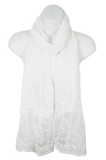 Lace Trim Scarf-S1544-OFF WHITE
